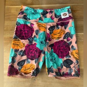 Nike Floral Bike Shorts Pink Orange Teal